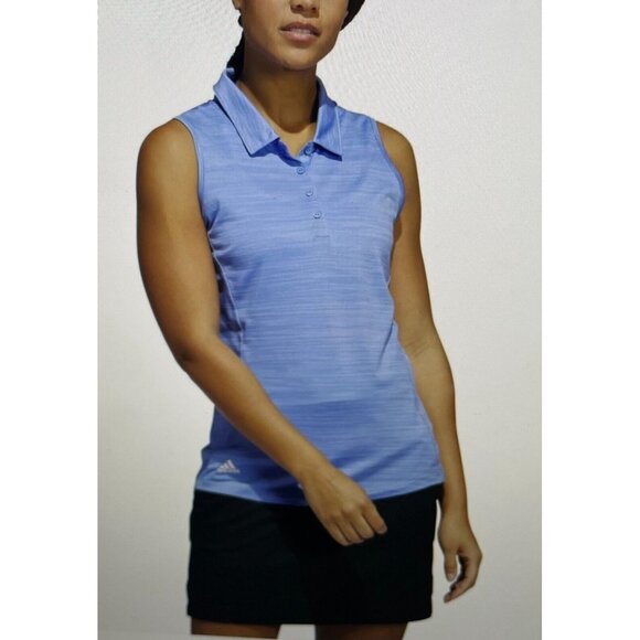 adidas Tops - Adidas Polo Shirt Womens XL Sleeveless 4 Way Stretch Breathable Space Dye Blue